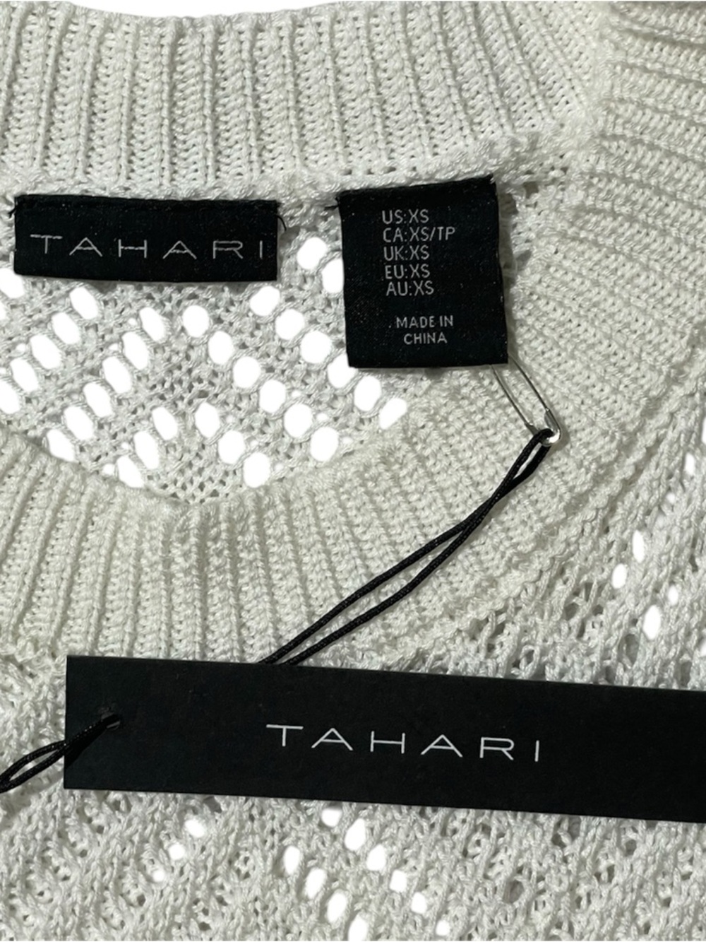 TAHARI White Open Weave Knit Maxi Swim Cover Up XS - Picture 6 of 7